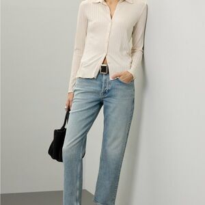 7 For All Mankind Julia Boyfriend Blue Straight Leg Jeans